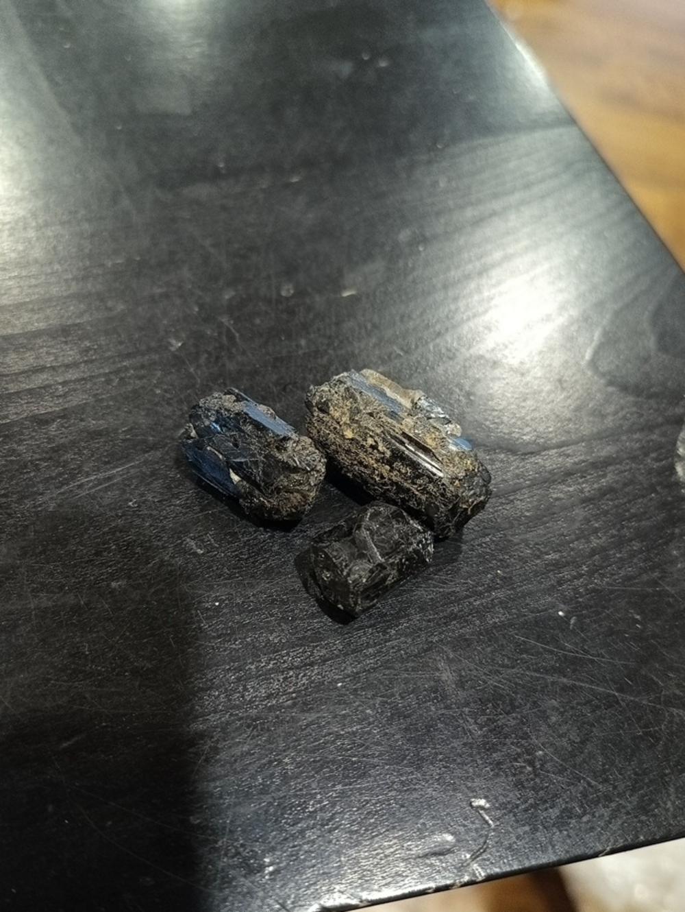 Black Stone Tourmaline Raw Chunk Lot Of 3 Crystals